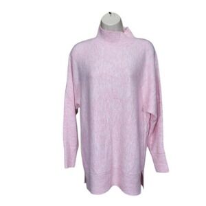 Magaschoni Mock Neck Sweater W/ M Pink NEW Marled Dolman Slit Hem NWT